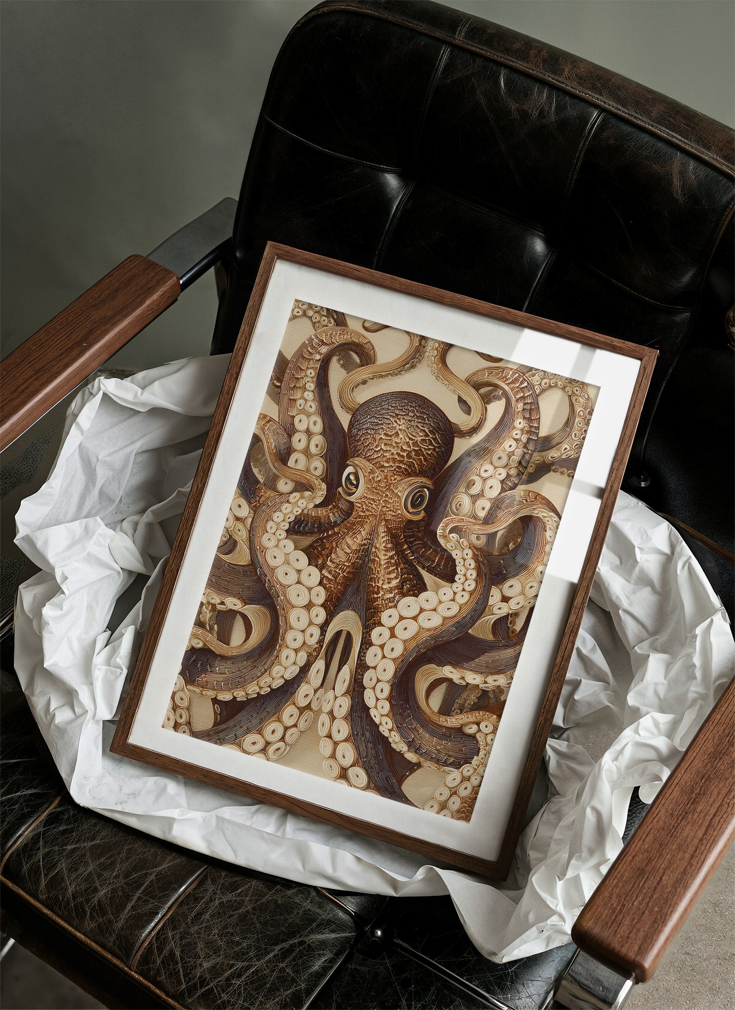 Tentacles Embrace Sepia Shadows