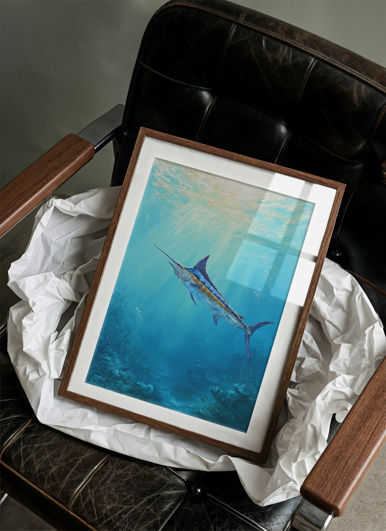 Azure Hunter Beneath Sunlit Waves