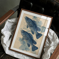 Indigo Swimmers Through Watercolor Currents