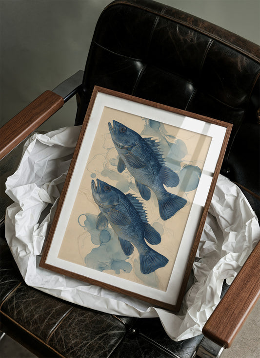 Indigo Swimmers Through Watercolor Currents