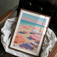 Pastel Parasols Dot Golden Shores