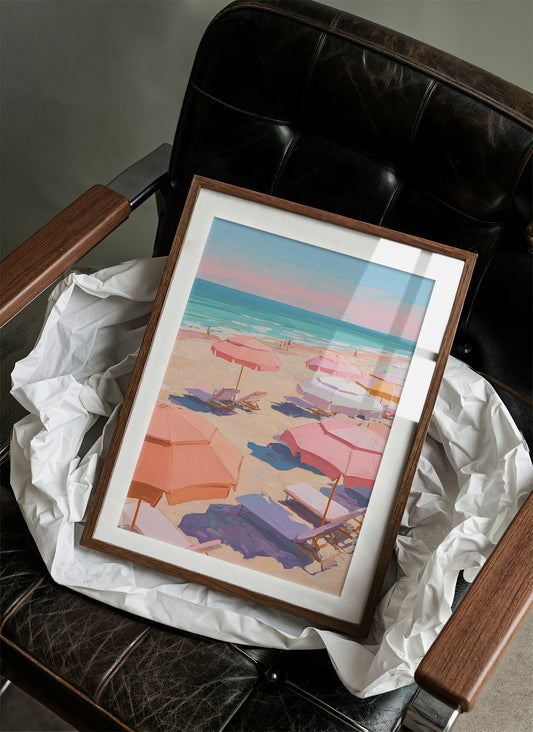 Pastel Parasols Dot Golden Shores