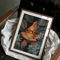 Scholarly Goldfish Navigates Aquatic Library