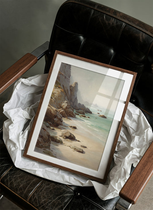 Coastal Whispers Against Rugged Stone