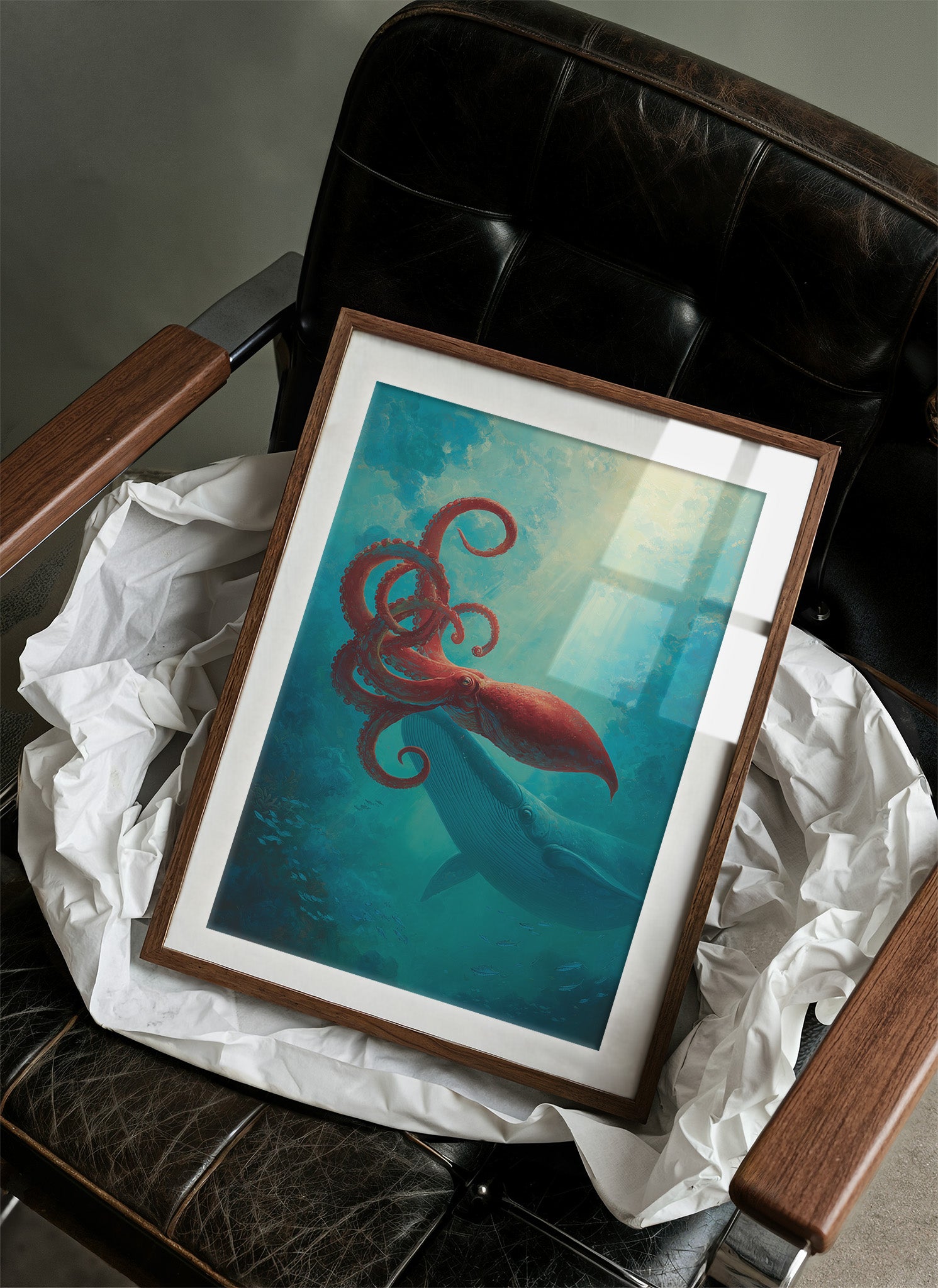 Crimson Tentacles Meet Azure Depths