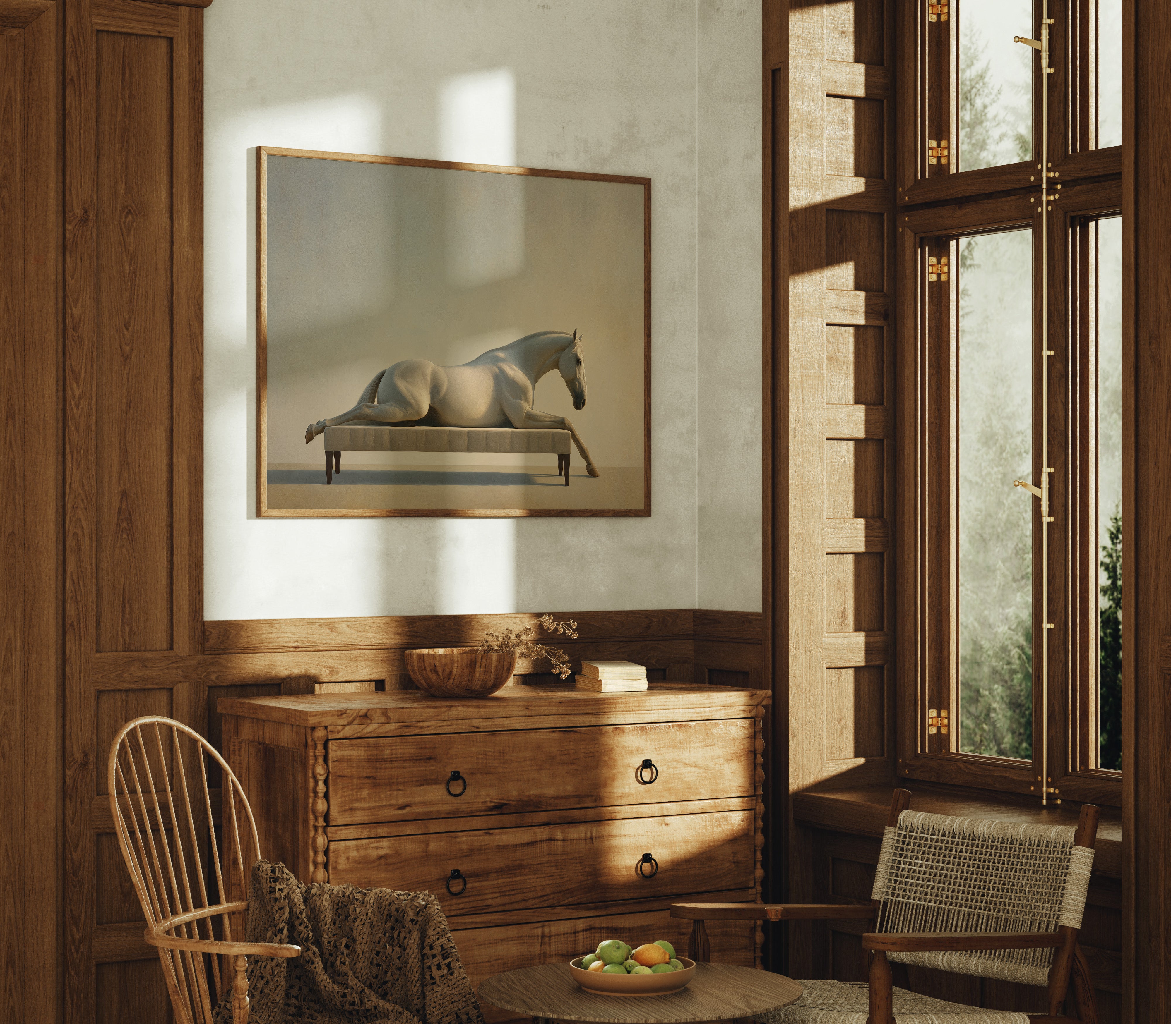 Equine Repose in Surreal Elegance
