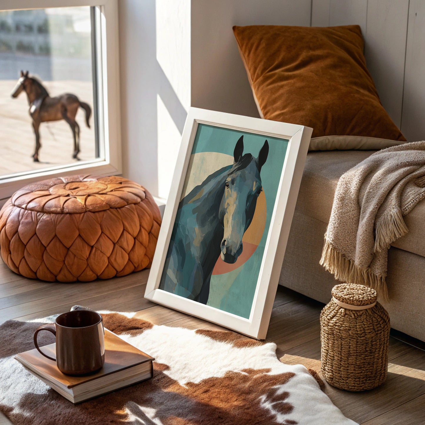 Equine Geometry: Portrait in Teal and Amber