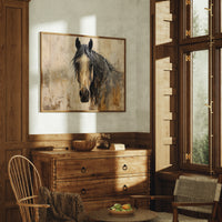 Noble Gaze Through Weathered Canvas