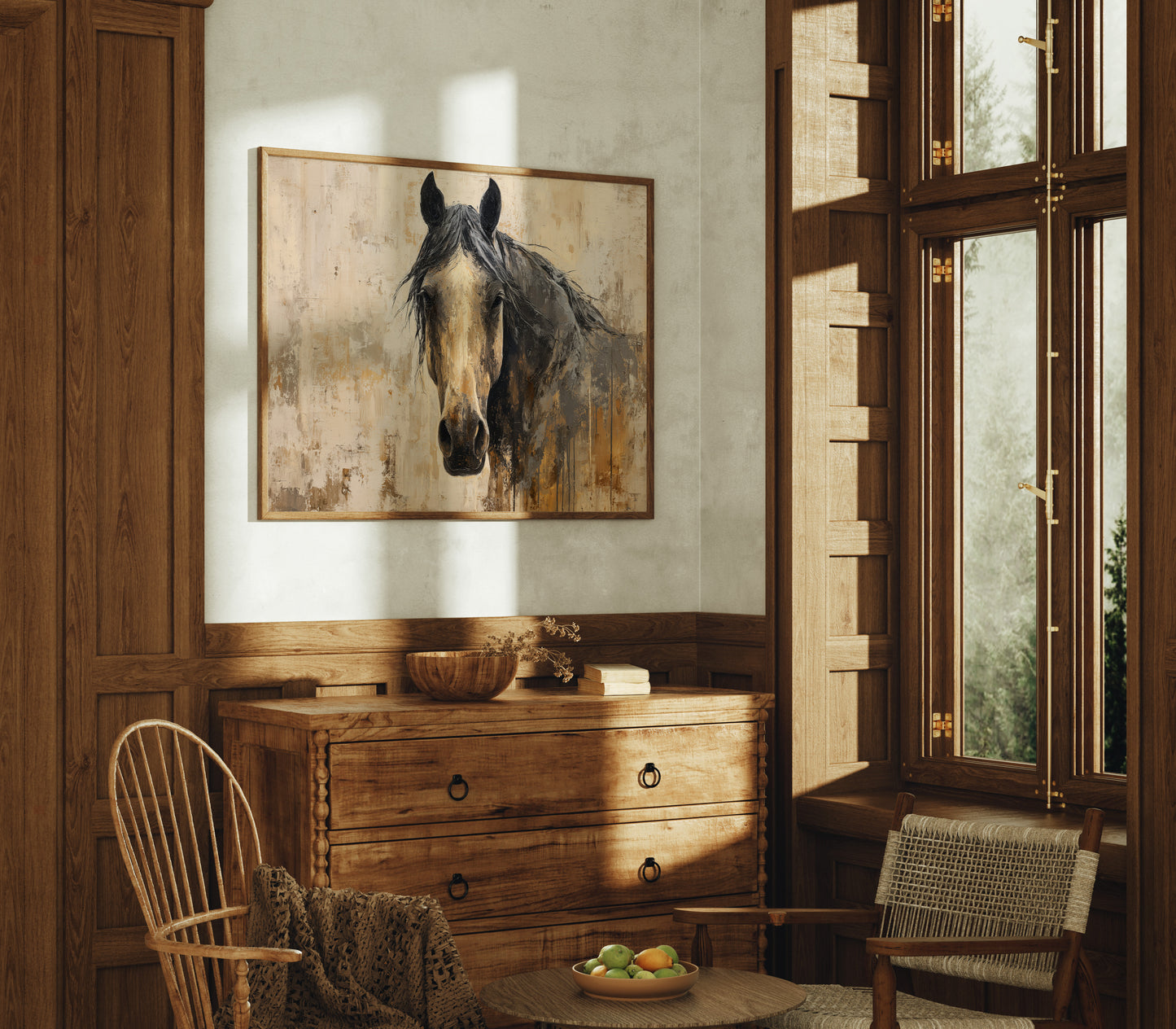 Noble Gaze Through Weathered Canvas