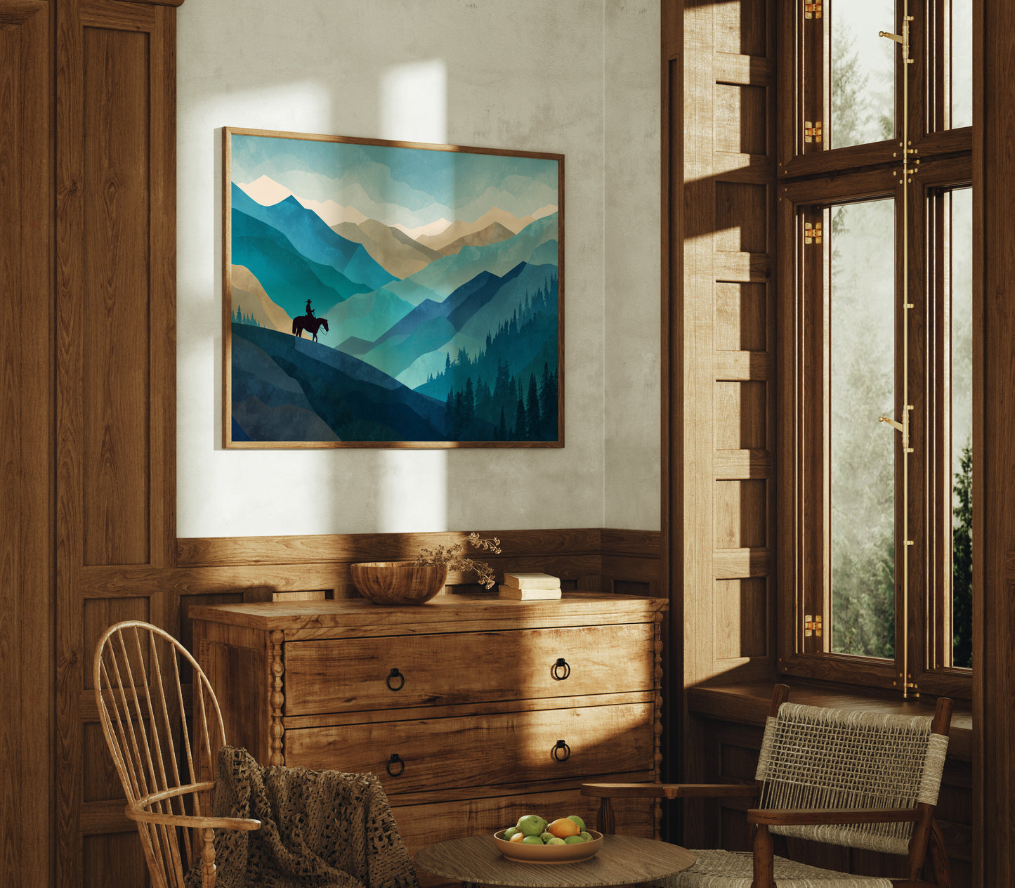Teal Reverie Across Mountain Waves