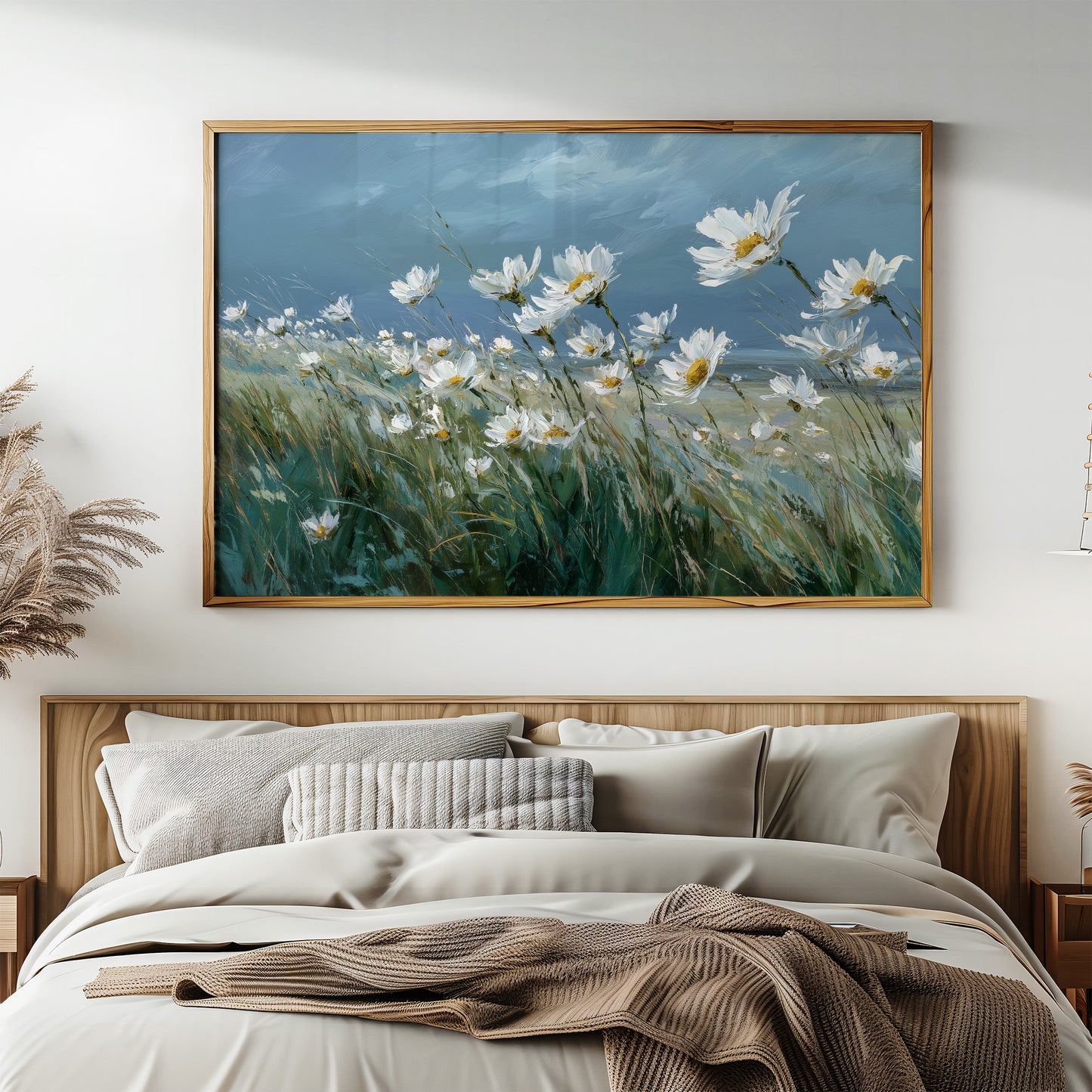 Coastal Daisies Dance Against Stormy Skies