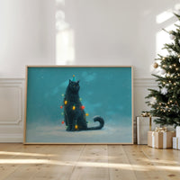 Festive Feline Adorned in Holiday Glow