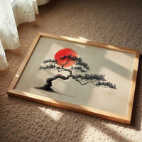 Crimson Harmony: Bonsai Beneath Blood Moon