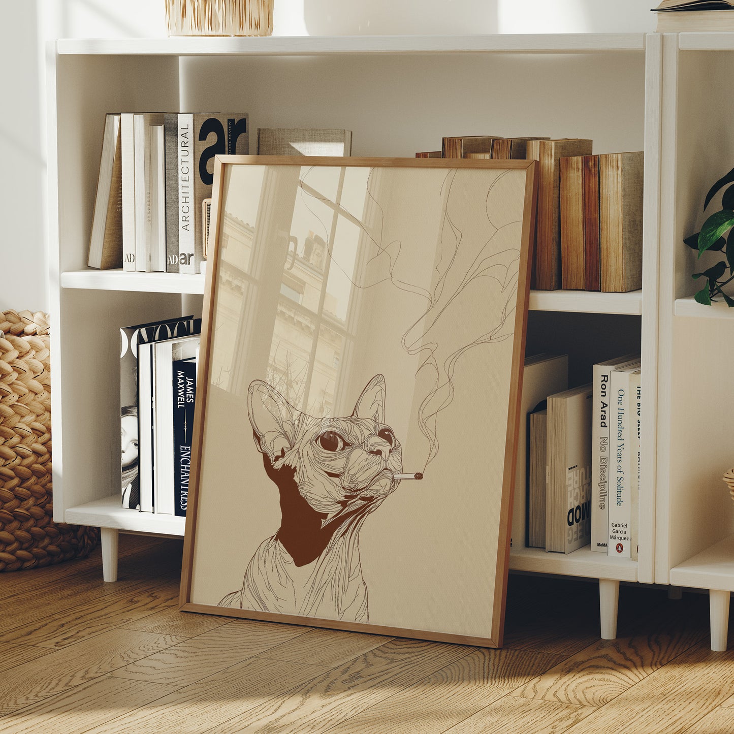 Feline Contemplation: Smoke and Whiskers