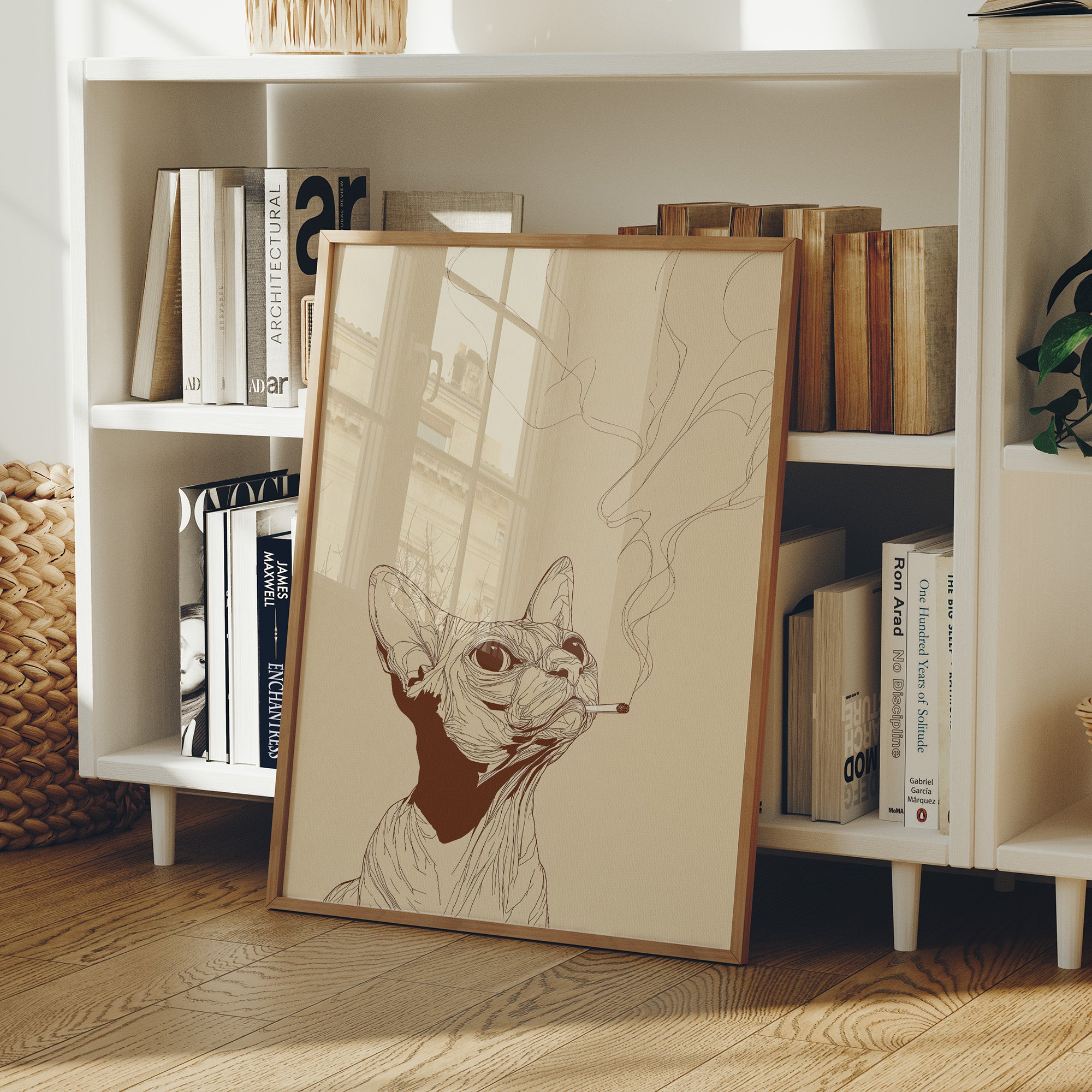 Feline Contemplation: Smoke and Whiskers
