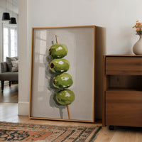 Verdant Olives on Wooden Skewer
