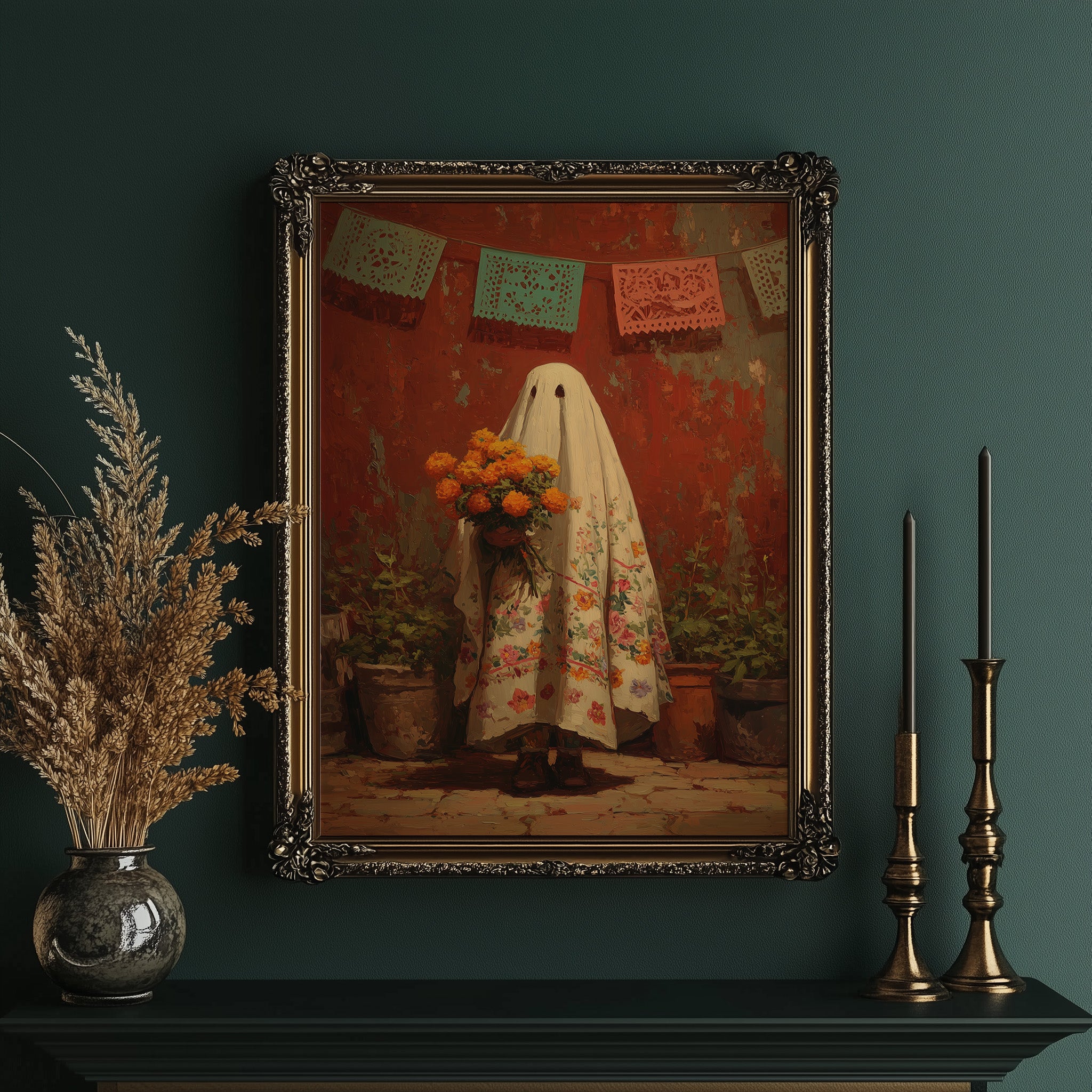 Marigold Offerings Under Papel Picado