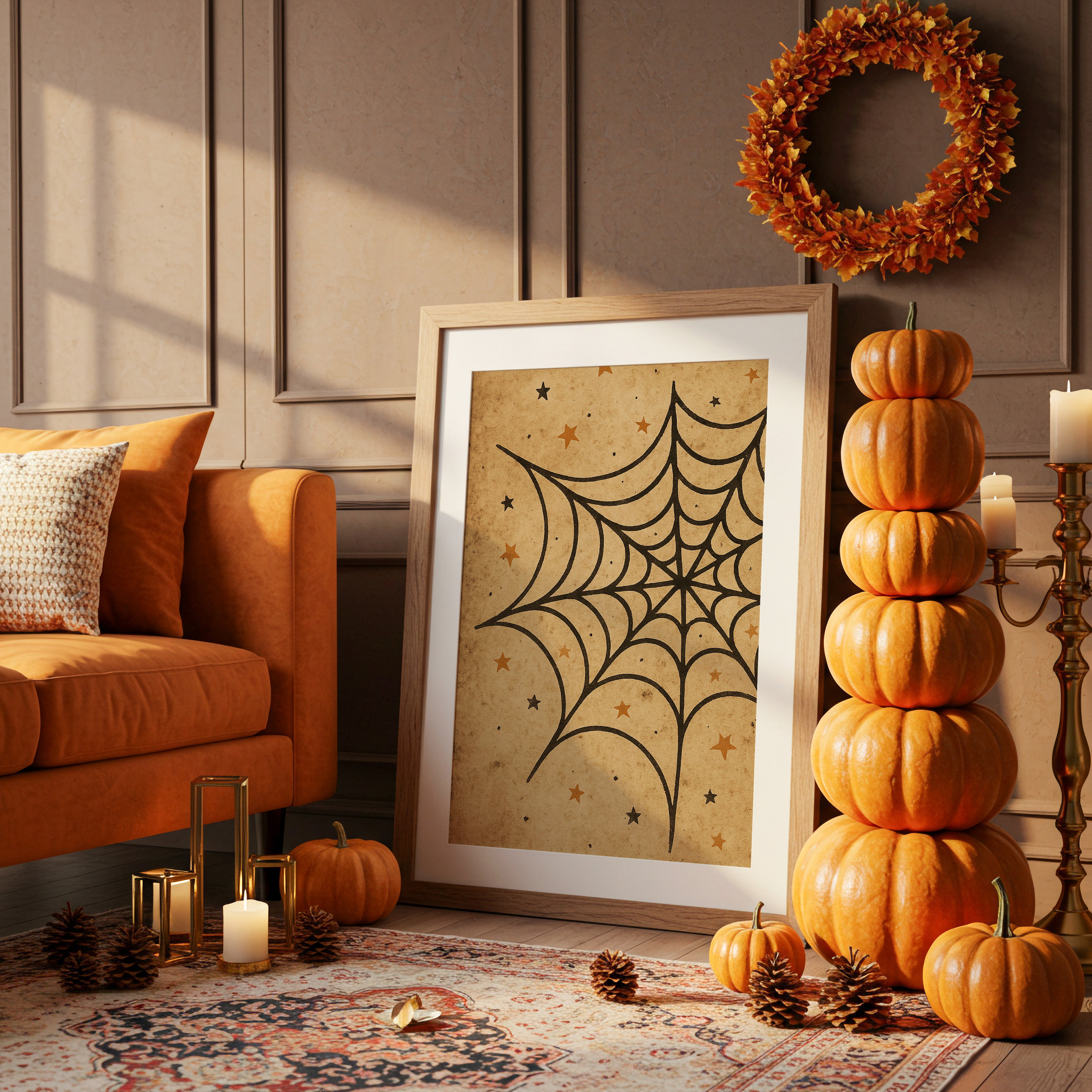 Starlit Webs On Vintage Parchment