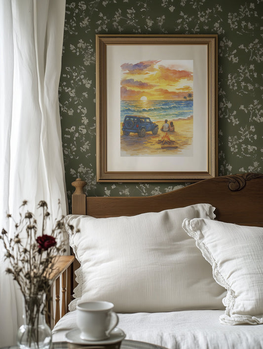 Beachside Memories Under Fire Sky