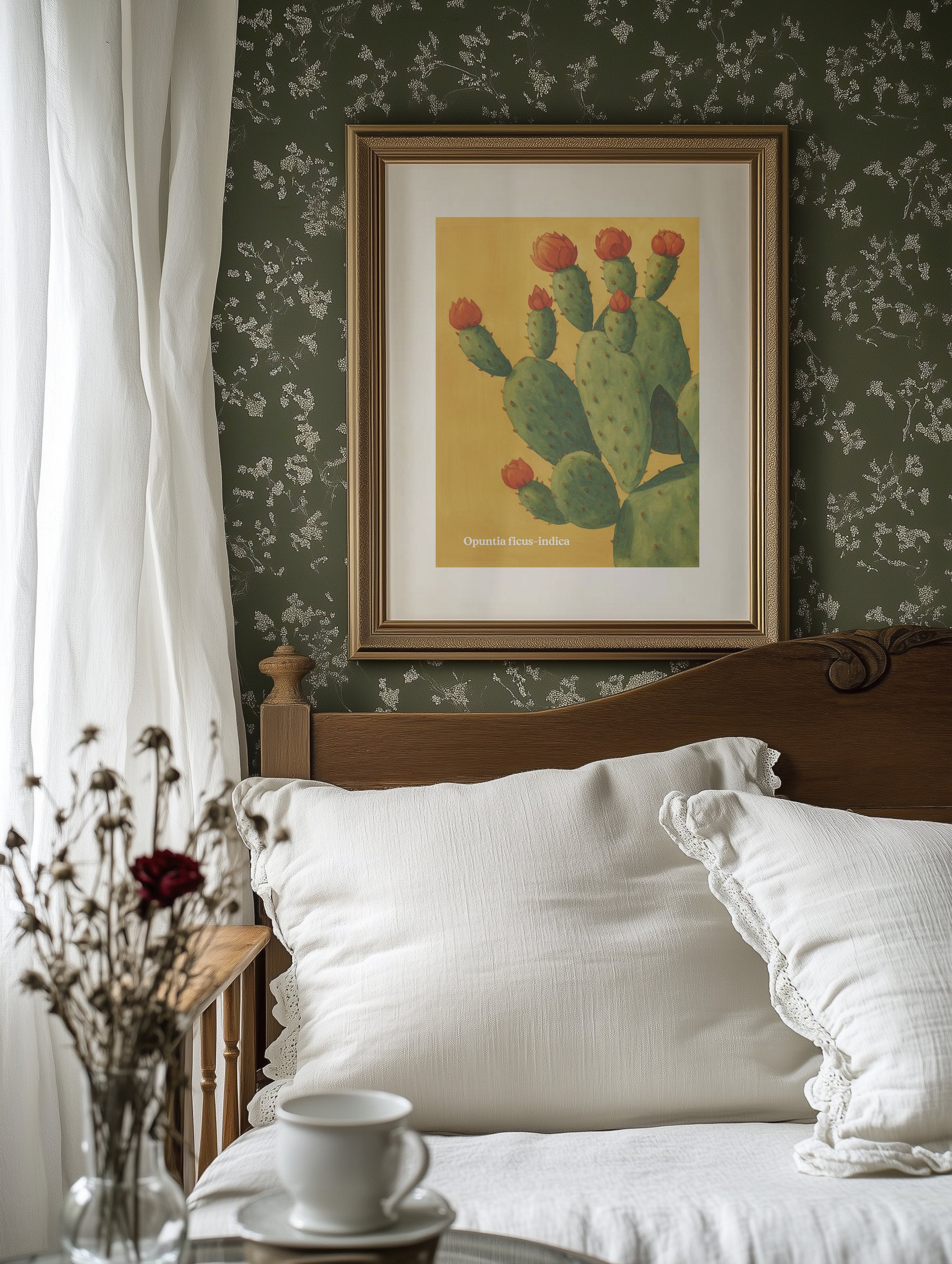 Desert Bloom Against Golden Sky