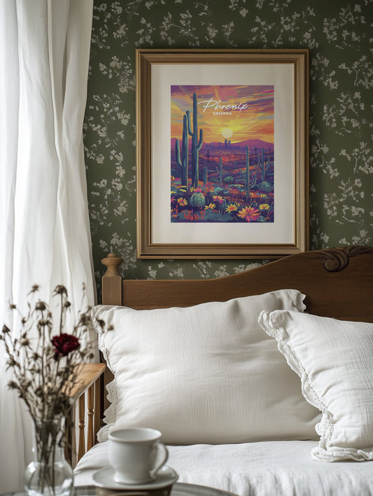 Desert Blooms Under Fiery Skies