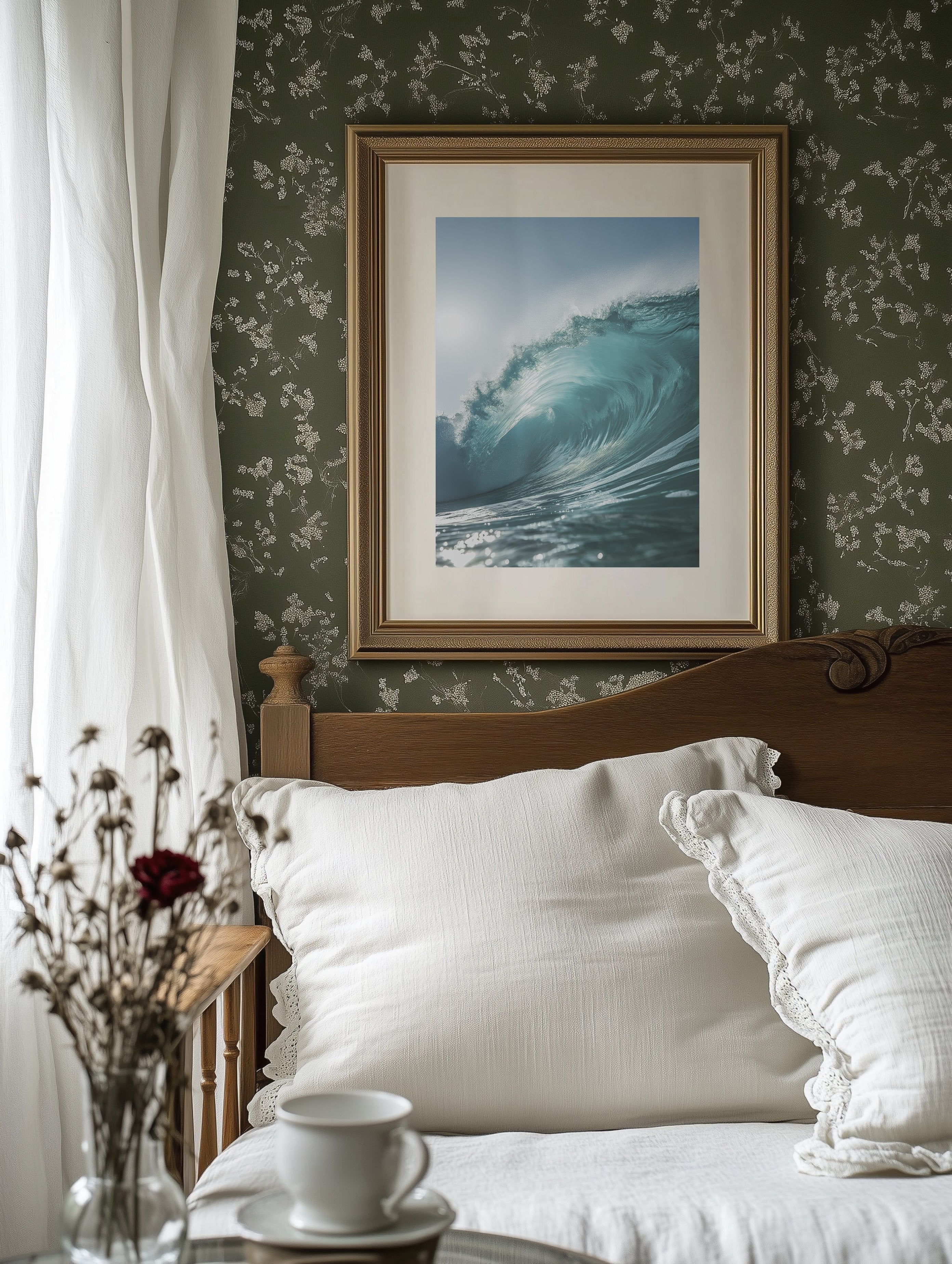 Turquoise Curl Against Weathered Boards