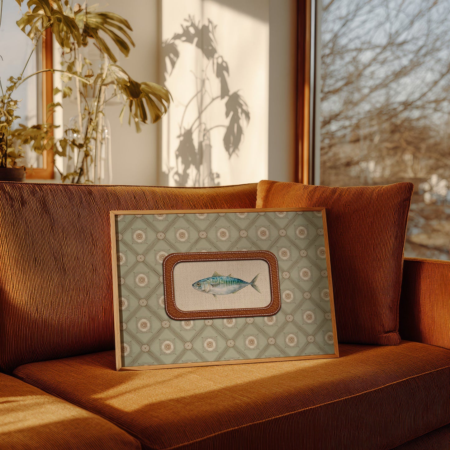 Coastal Memory In Leather Frame