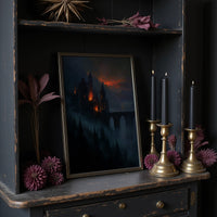 Fortress Ablaze Beyond Misty Pines