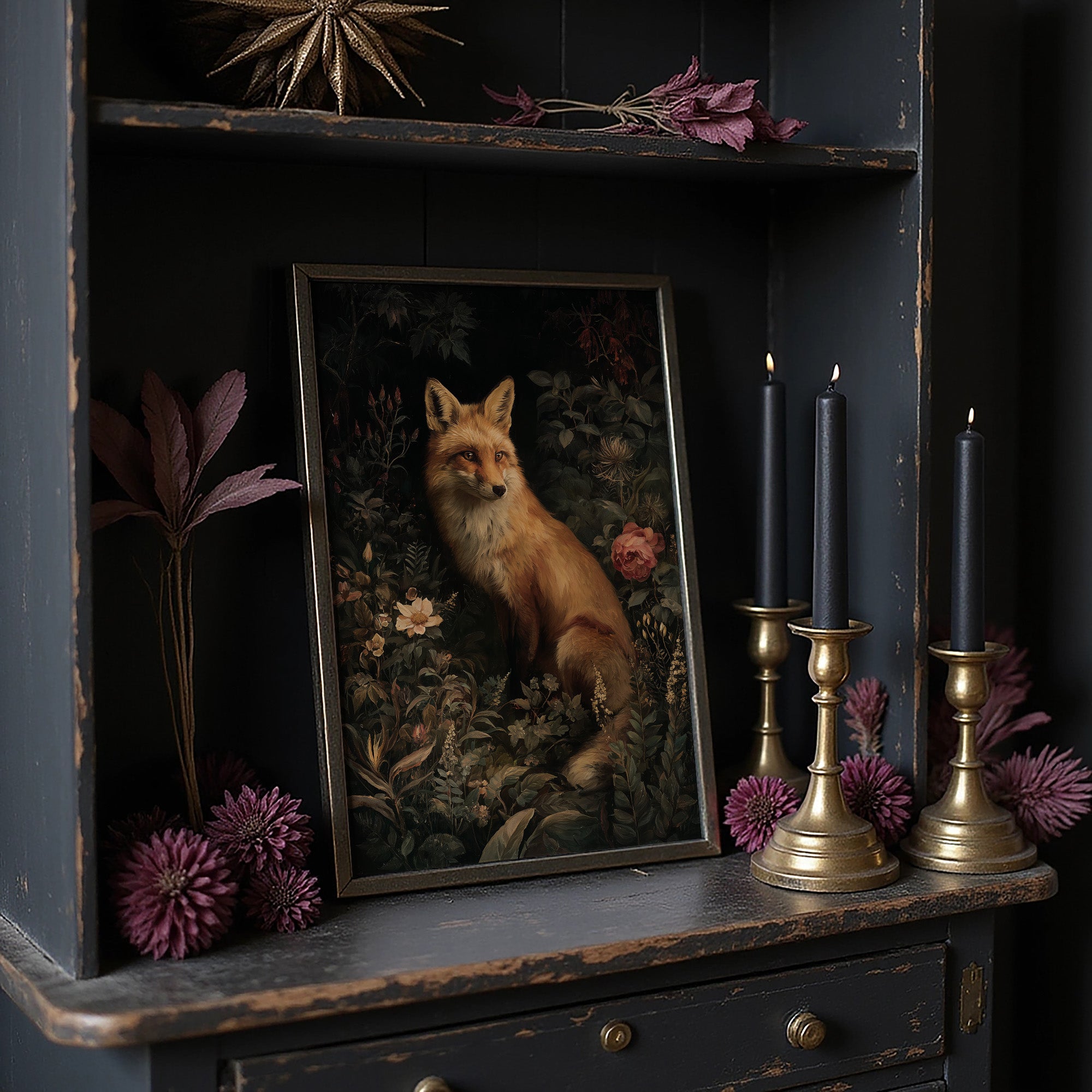 Midnight Rose Among Foxfire Blooms