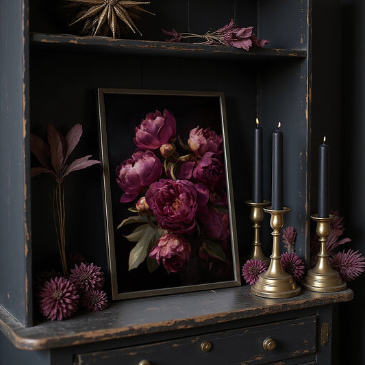 Velvet Blooms Against Midnight Walls