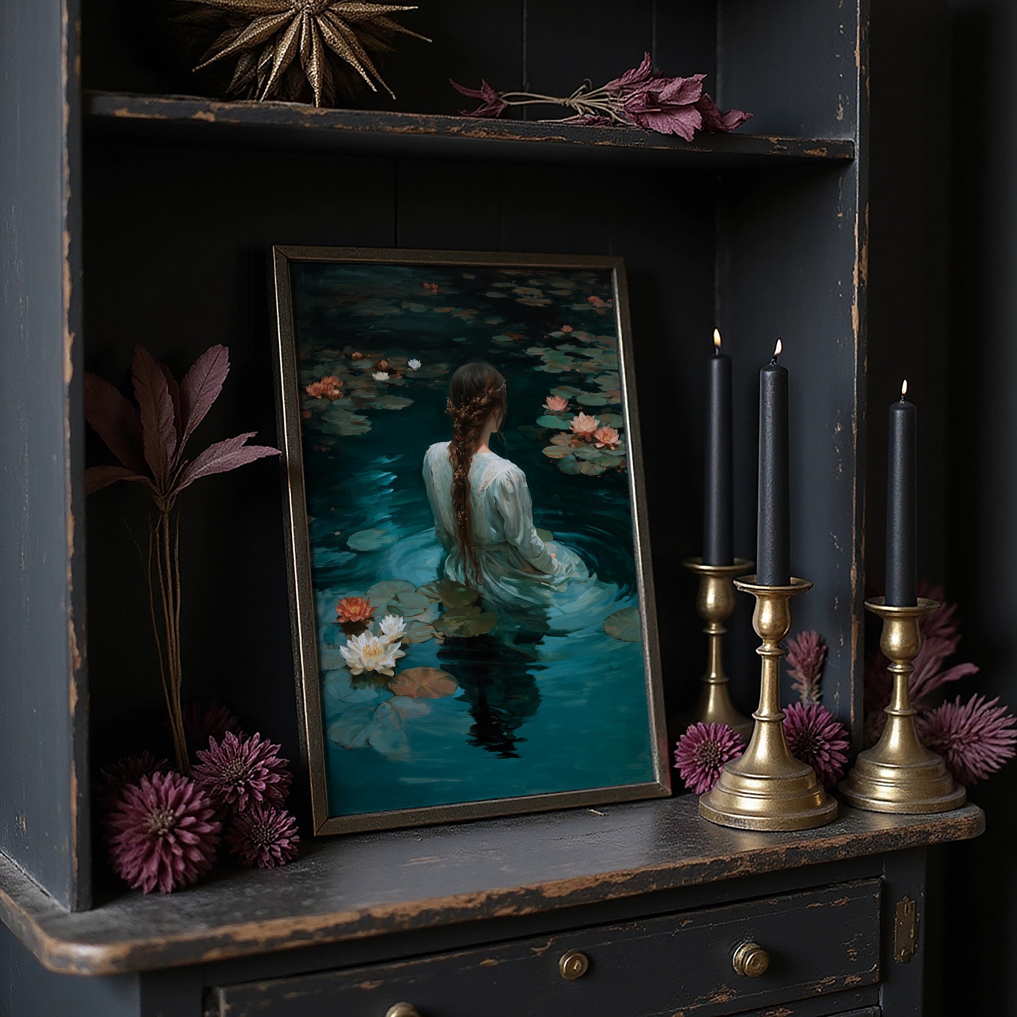 Beneath Lily Pads She Wanders