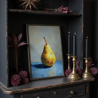 Golden Pear Against Midnight Walls