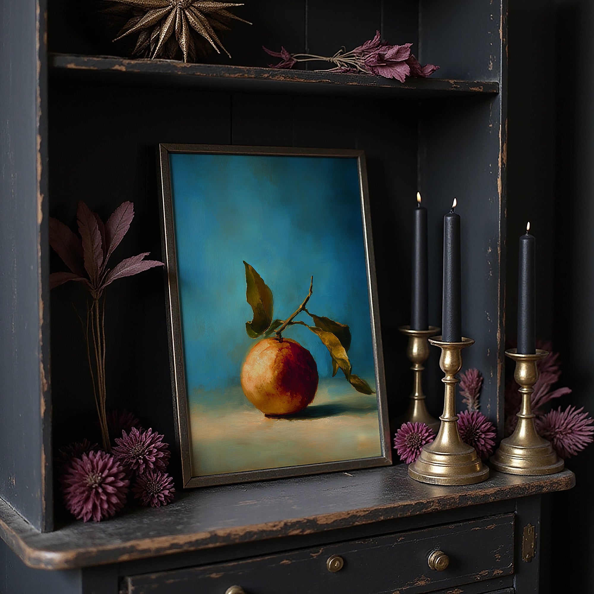 Solitary Peach Against Turquoise Sky