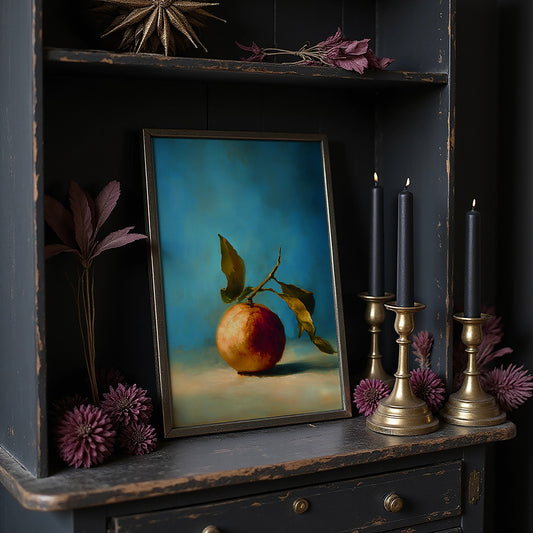 Solitary Peach Against Turquoise Sky