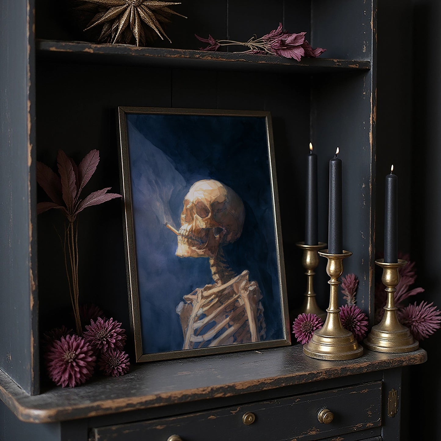 Golden Bones Against Midnight Blue