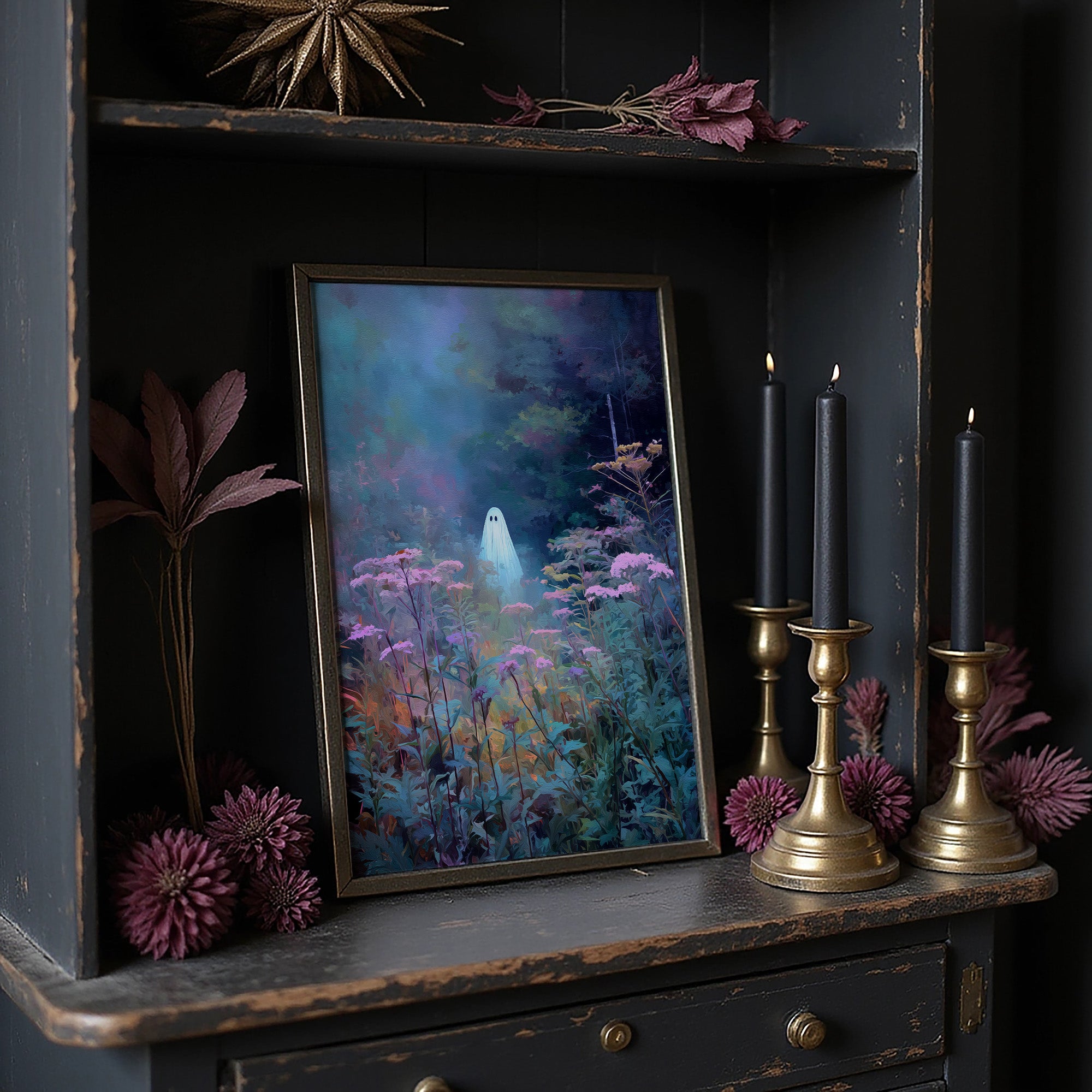 Midnight Bloom Meets Spectral Visitor