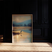 Heron's Dawn On Still Waters