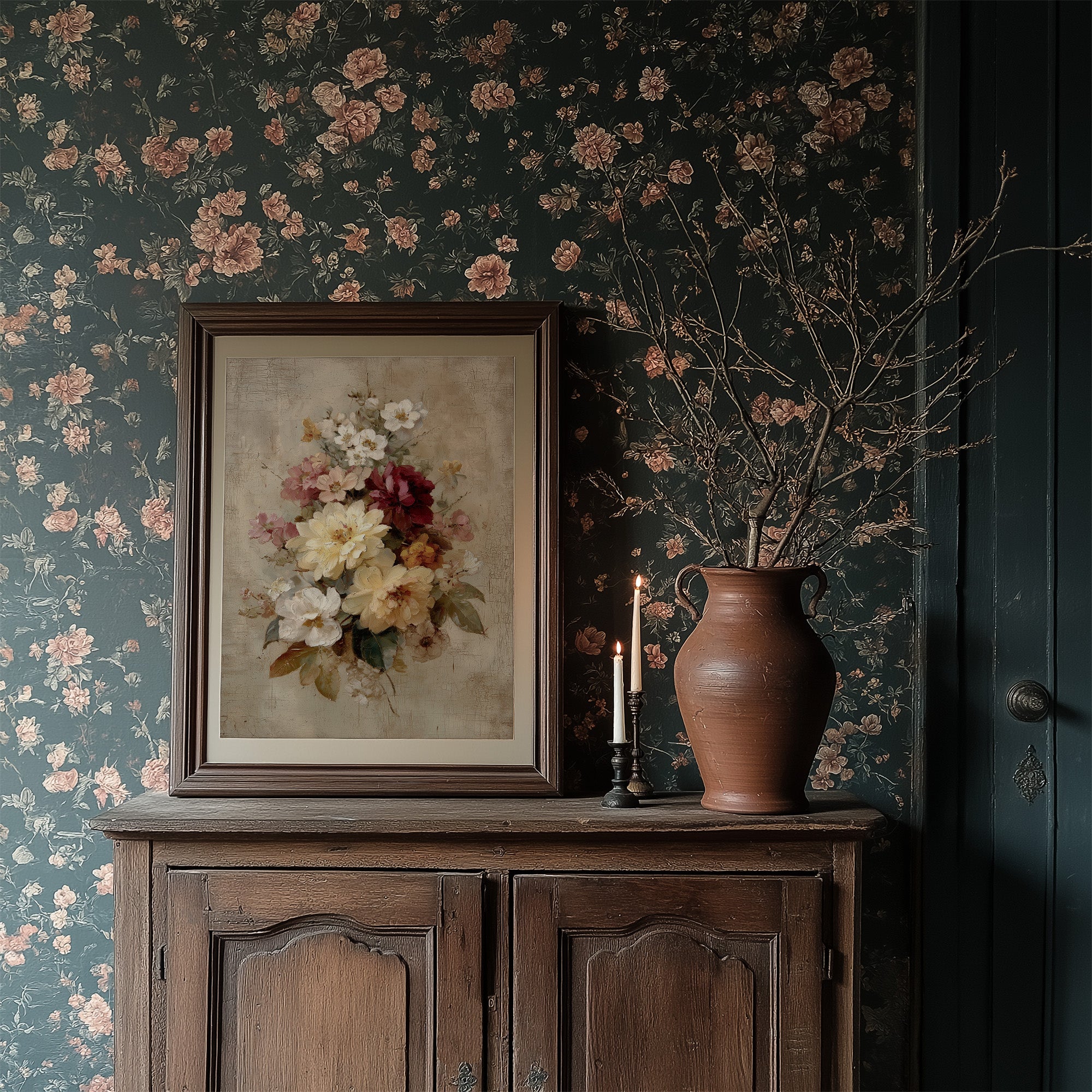 Peonies Against Midnight Walls