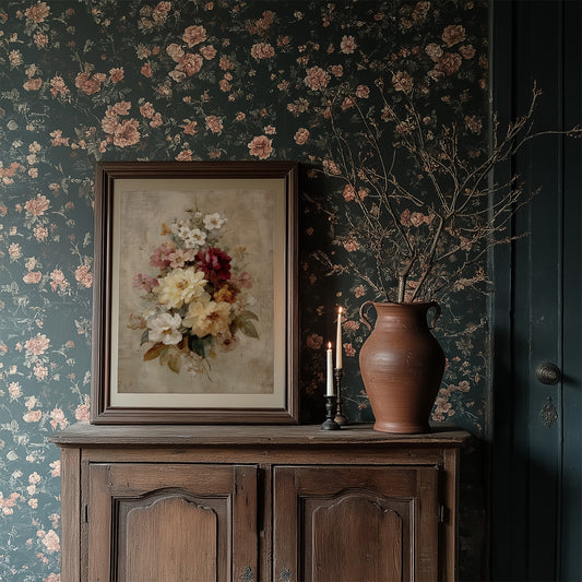 Peonies Against Midnight Walls