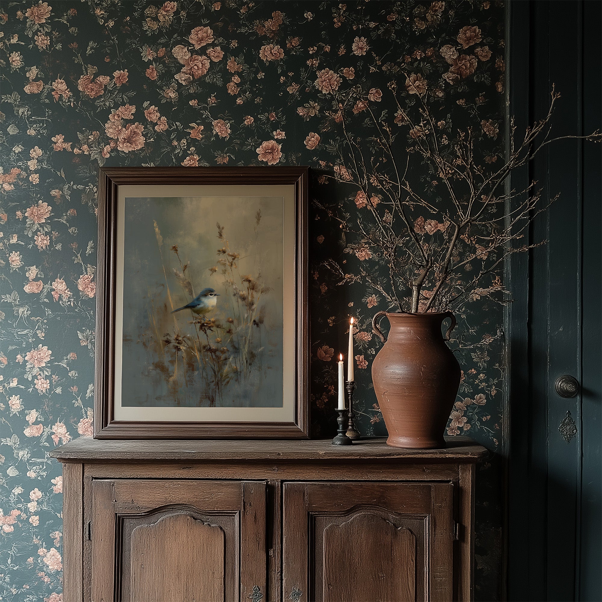 Blue Singer Among Autumn Reeds