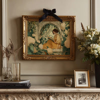 Reading Among Hydrangea Blooms