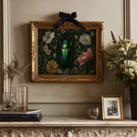 Emerald Beetle Among Garden Blooms