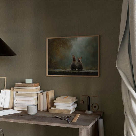 Quiet Companions In Misty Forest