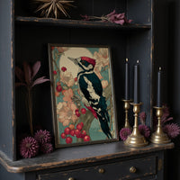 Crimson Crest Among Peach Blossoms