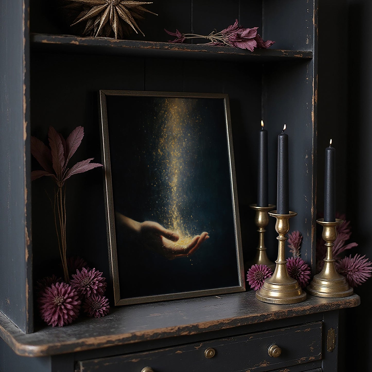 Golden Dust Caught Between Fingertips