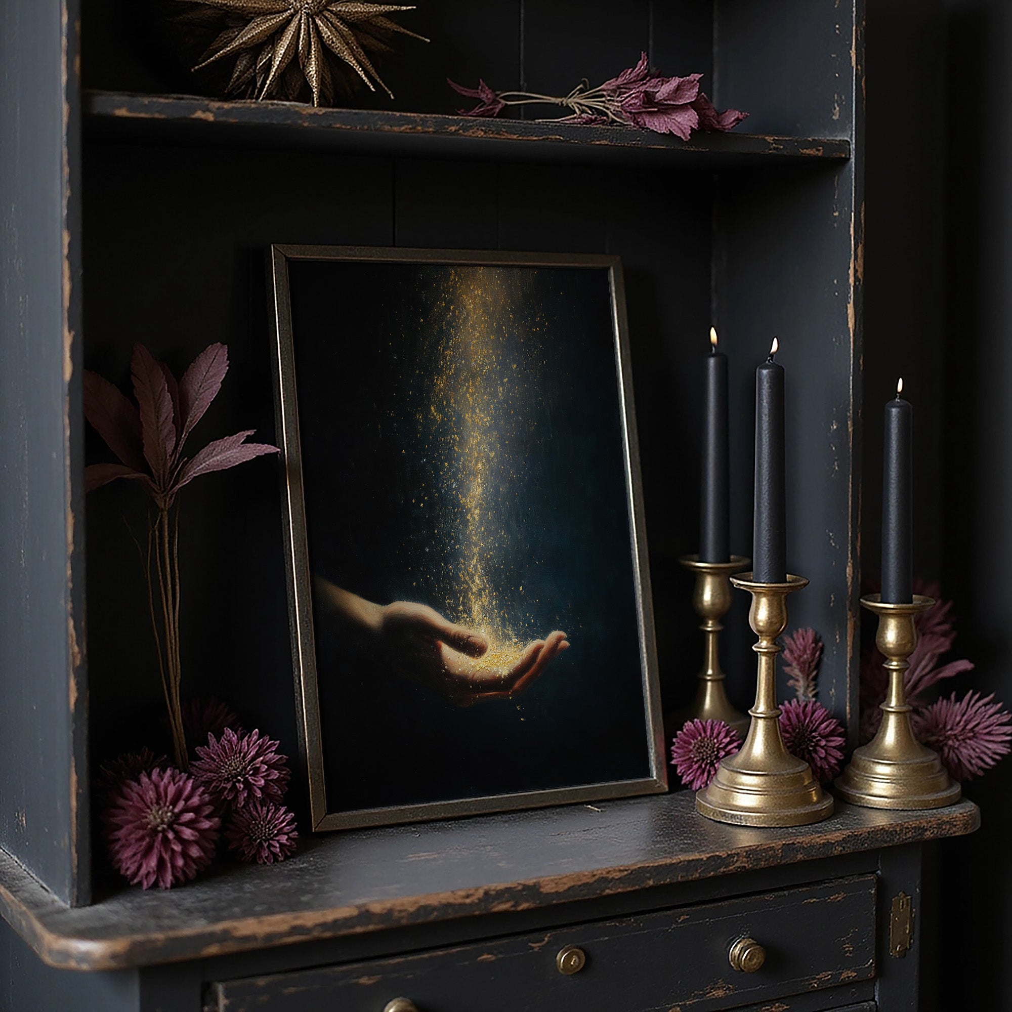 Golden Dust Caught Between Fingertips