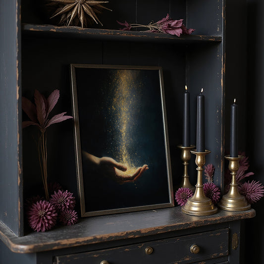 Golden Dust Caught Between Fingertips