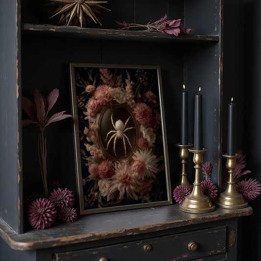 Pale Arachnid Among Blush Blooms