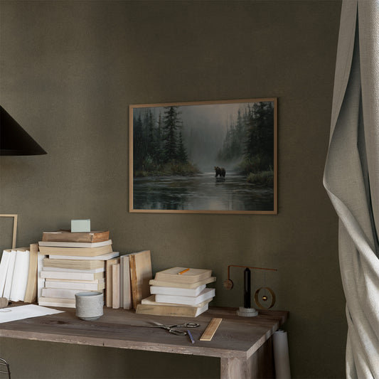 Misty River Meets Ancient Wanderer