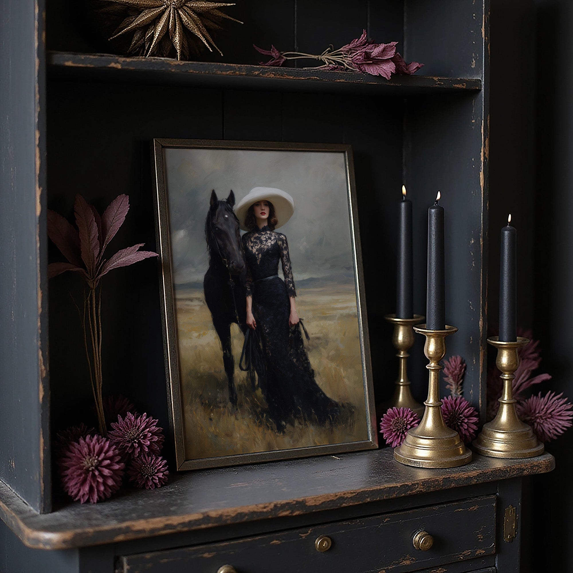 Ebony Steed Meets Golden Prairie